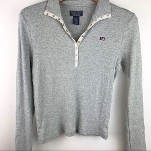 Polo Ralph Lauren Womens Stretch Ribbed Gray Top L